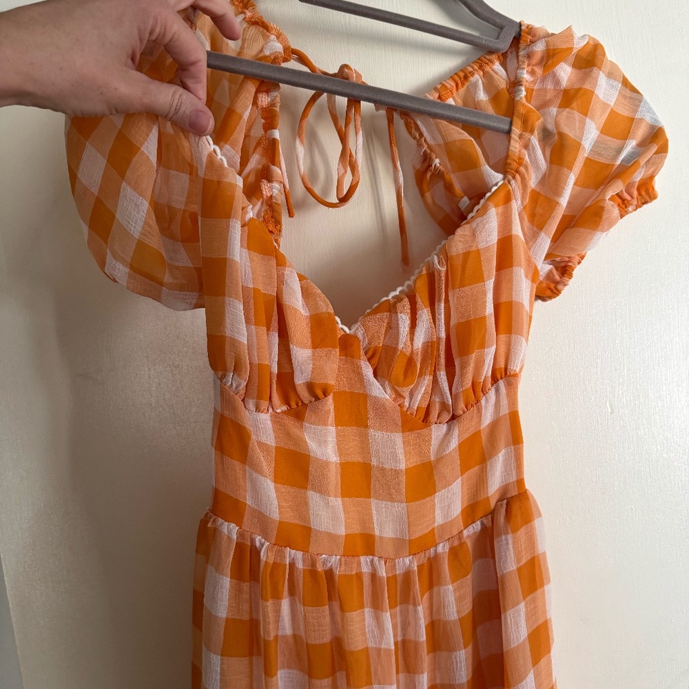 Vici Dolls Orange Plaid Midi